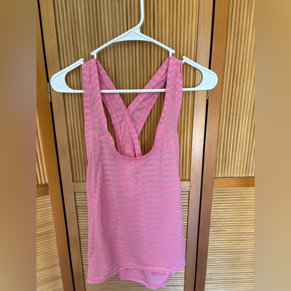 Zyia Active Pink Striped Tank Top